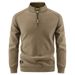 Men’s Fleece-Lined Stand Collar Half-Zip Sweater – Thickened Winter Knit Pullover, Anti-Pilling & Machine Washable (Minimalist Badge Detail)_viptrois.com