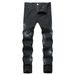 Men's Spot personalized hand-painted gun spray five-pointed star color stretch black small straight mid-waist jeans for men_viptrois.com