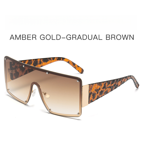 Trendy Large Frame Connected Sunglasses Women, Square Frameless Ocean Film Sunglasses, Personalized Street Photos,_viptrois.com
