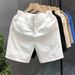 Men's Clothing Summer Stylish White Shorts For Men Trendy Thin Ice Silk Pants Men's Slim Straight Outer Wear Five Point Small Trousers_viptrois.com