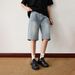 Men's Jacquard Denim Shorts - Relaxed Fit Straight Leg Wide Cuff Summer Casual Trousers With Artistic Pattern, Lightweight Breathable Streetwear_viptrois.com