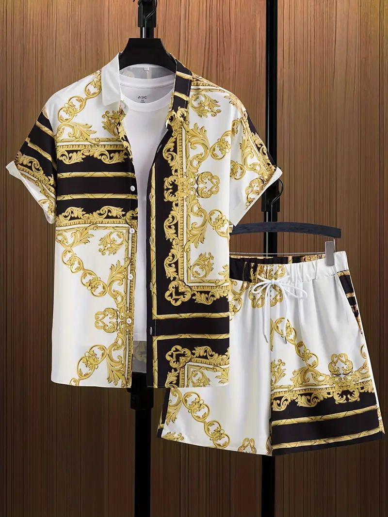 Men's Clothing Casual Loose 3D Printed Short Sleeved Shirt Hawaiian Suit_viptrois.com