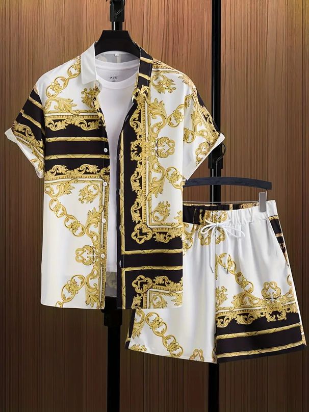 Men's Clothing Casual Loose 3D Printed Short Sleeved Shirt Hawaiian Suit_viptrois.com