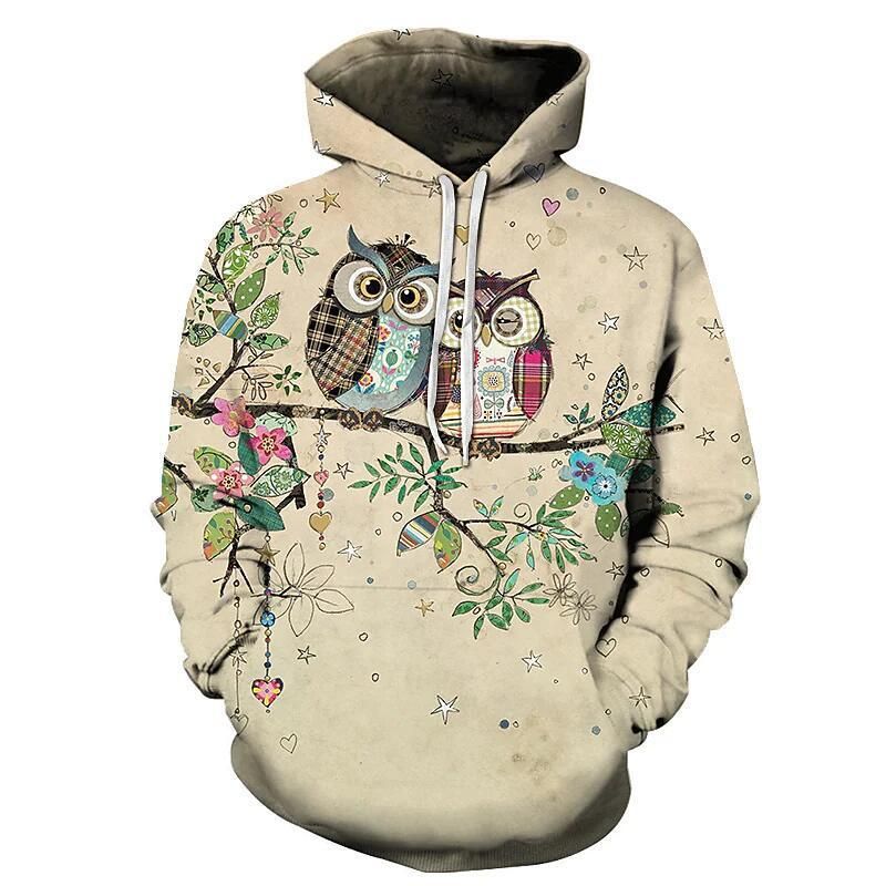 2024 Men's Casual Children's Sweatshirt 3D Printed Hoodie Animal Owl_viptrois.com