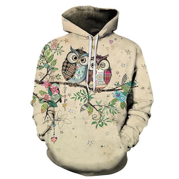 2024 Men's Casual Children's Sweatshirt 3D Printed Hoodie Animal Owl_viptrois.com