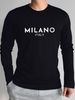 Men's Long Sleeved Round Neck Black T-shirt Top Loose 100 Cotton Tops_viptrois.com