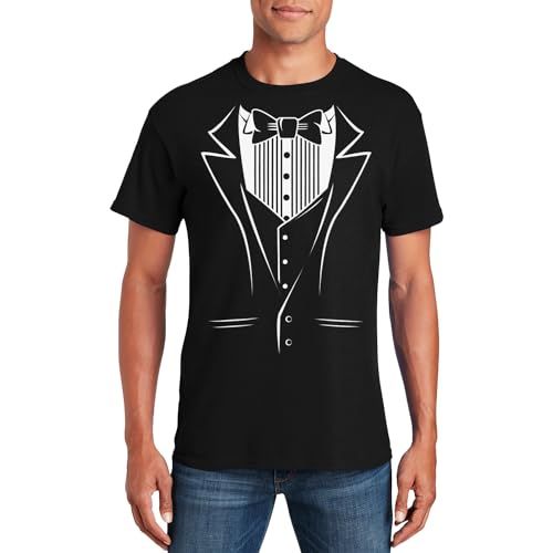 Tuxedo Shirt Men – Funny Short Sleeve Black Tie Costume Tee For Wedding, Bachelor Party, Formal Events_viptrois.com
