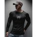 Men's Clothing Quick Drying Printed Sports T-Shirt Long Sleeved Casual Fitness Running Top Tight Fitting_viptrois.com