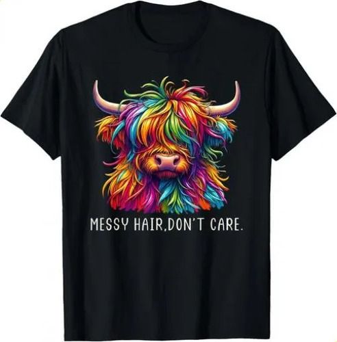 T-shirtt-shirthighland Cow Messy 2026 Hair Colorful Gift Unisex_viptrois.com