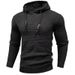 Men's Jacquard Knit Hoodie | Slim-Fit Pullover With Breathable Poly-Cotton Blend | Autumn Athleisure Essential (Army Green, Black, Heather )_viptrois.com