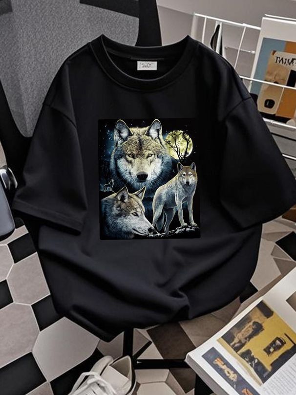 T-Shirt + Shorts Set Rock Chang Original Wolf Glow In The Dark Unisex Large Streetwear Casual Summer Homme Soft Stretched Designer Clothes_viptrois.com