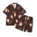 Men's clothing High Street Floral Shirt Suit Face Print Shirt Beach Cardigan Shorts Men_viptrois.com