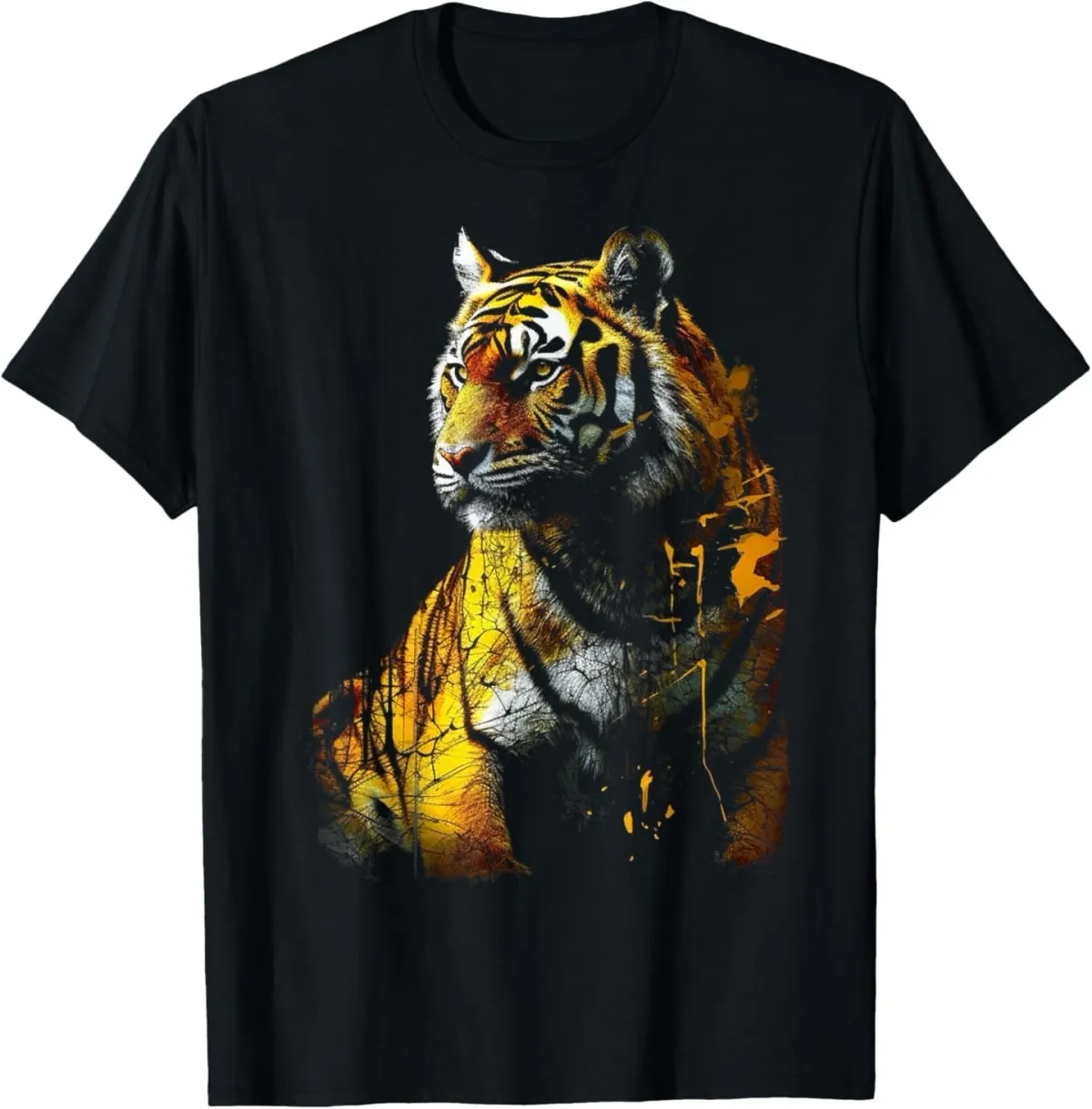 Tiger Artwork - Animal Art Zoo Tiger T-Shirt Mens Womens Tees Top_viptrois.com