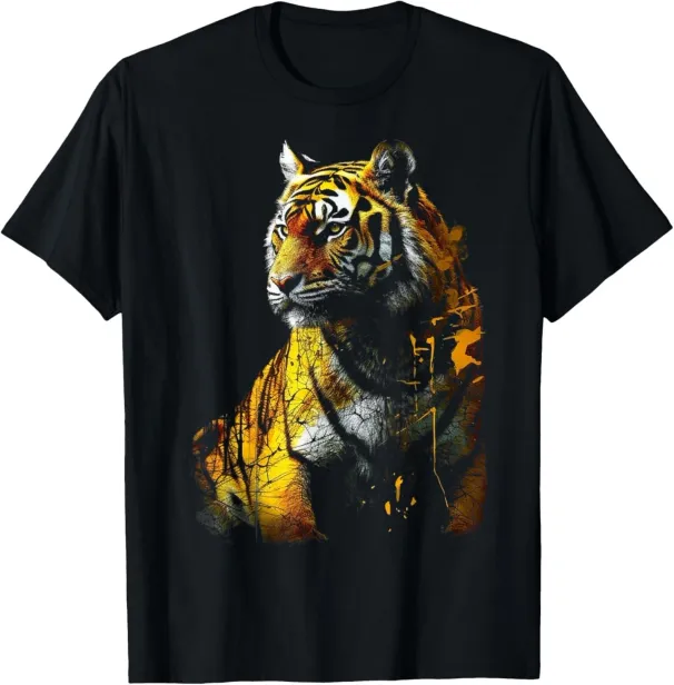 Tiger Artwork - Animal Art Zoo Tiger T-Shirt Mens Womens Tees Top_viptrois.com