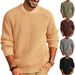 Men's Casual Knit Sweater – Soft Acrylic Round-Neck Pullover With Ribbed Hem (S-3XL, 4 Colors) | British-Inspired Loose Fit Long Sleeve Top_viptrois.com
