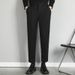 Men's Thick Brushed Woolen Suit Trousers Casual Cropped Straight Leg Autumn Winter Drapey Pants_viptrois.com