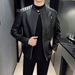 Autumn And Winter New Men's Biker Leather Jacket Thin Cardigan Long-sleeved Slim Handsome Fashion Unique Zip Cuff Design_viptrois.com