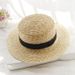 Flat Top Summer Japanese Classic Simple Wide Brim Women's Sun Protection Straw Hat_viptrois.com