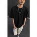Men's Clothing Summer Texture Waffle Minimalist Solid Color Short Sleeved T Shirt Lazy Heavy Bottoming Shirt_viptrois.com