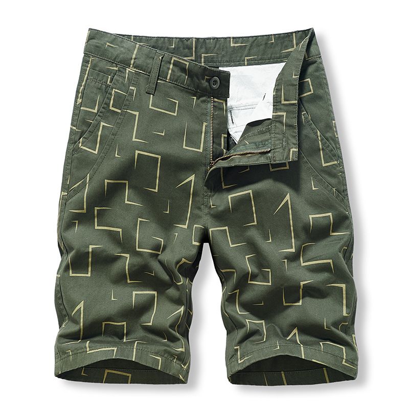 Men's Clothing Trend All Match Washed Cotton Striped Casual Overalls Five Point Sports Pants_viptrois.com