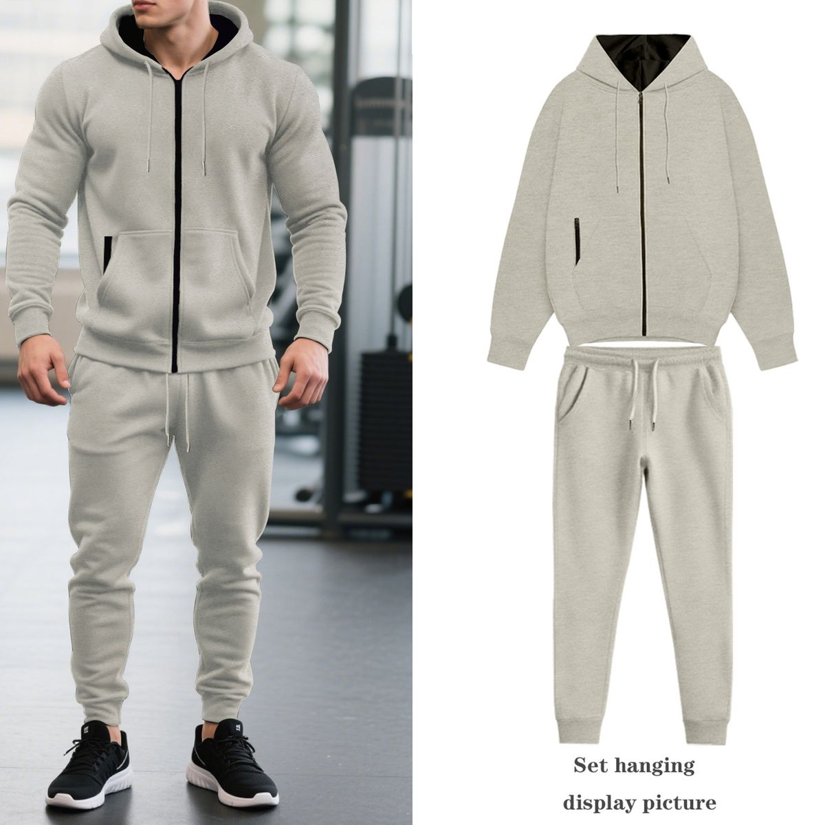Men's Hooded Sweatshirt & Trousers Set – Winter-Ready Zip-Up Casual Outfit (S-XXXL, Tibetan Blue/Black/Dark Gray/Army Green/Khaki/Light Gray)_viptrois.com