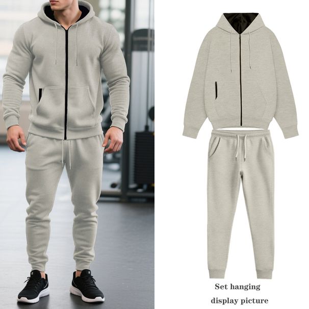 Men's Hooded Sweatshirt & Trousers Set – Winter-Ready Zip-Up Casual Outfit (S-XXXL, Tibetan Blue/Black/Dark Gray/Army Green/Khaki/Light Gray)_viptrois.com