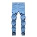 Suitable For All Seasons High-Quality Frayed Skinny Stretch Tight Men's Jeans_viptrois.com
