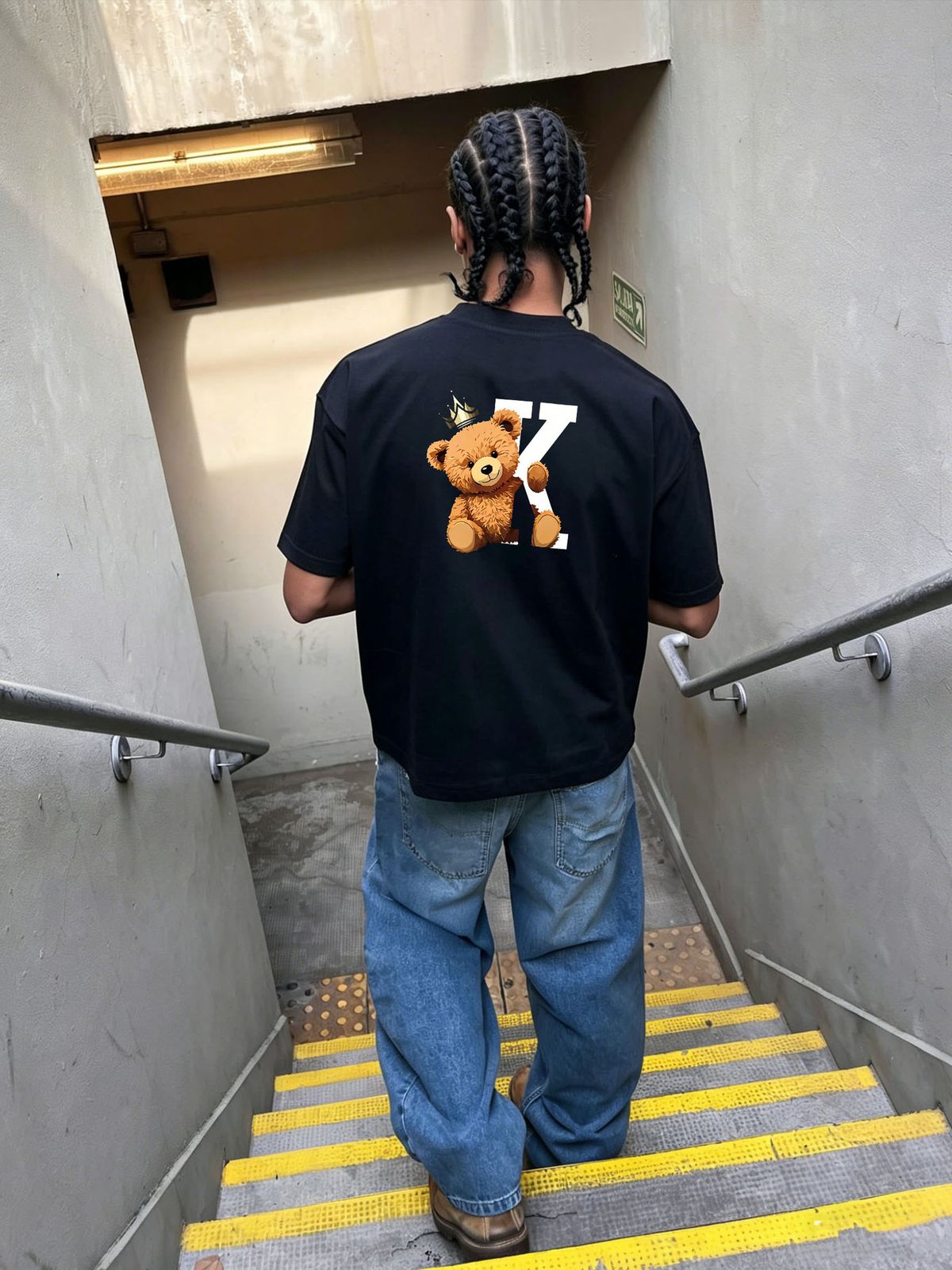 Men's Hip-Hop Cotton T-Shirt Set - 2-Piece Crewneck Tee Outfit With Bear Graphic Print, Streetwear Style_viptrois.com