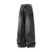 Men's Clothing Lightning Cat Whisker Washed Distressed Jeans For Men Autumn Trendy Retro Rivet Straight Pants American Casual Trousers_viptrois.com