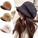 Women's Hats Autumn And Winter Warm Octagonal Painter Hat Versatile Large Head Circumference Fisherman Hat With Large Brim Dome_viptrois.com