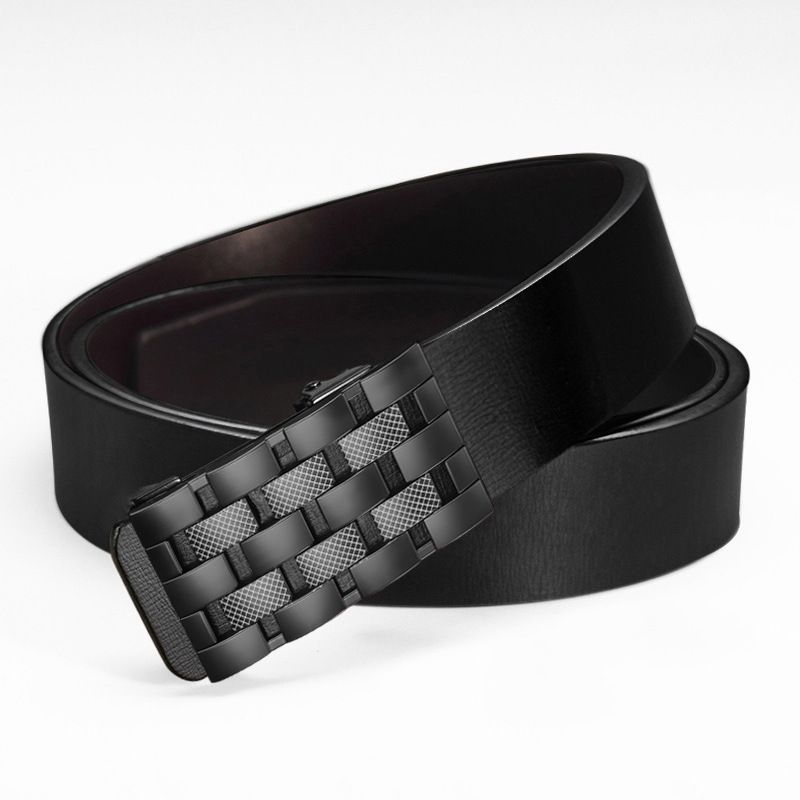 Men's Business Belt With Automatic Buckle And Toothless Cowhide Belt High End All Match Belt For Middle Aged And Young People_viptrois.com