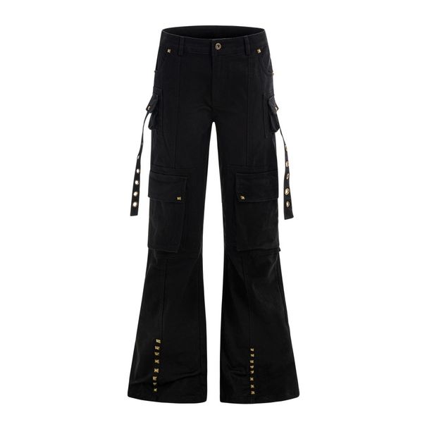 American High Street Lace-Up Denim Flared Men's Vibe Style Hip-Hop Niche Pocket Design Cargo Long Pants_viptrois.com