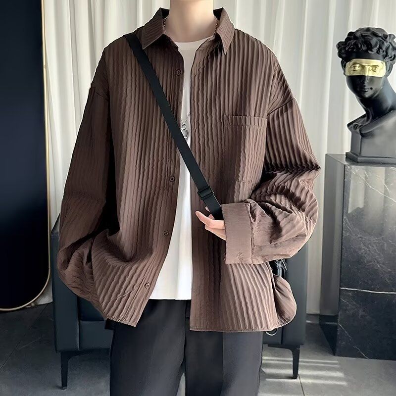 Wrinkled Jacket Shirt, High-end Trendy Brand, Loose And Versatile Lapel Shirt, Jacket Trendy_viptrois.com