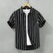 Men's Clothing Short Sleeved Shirt Men's Hong Kong Style Loose Literary Trend All Match Casual Short Sleeved Shirt One Piece Drop Shipping_viptrois.com