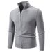 Modern Stand Collar Knit Cardigan For Men – Slim-Fit Zip-Up Pullover With Ribbed Hem_viptrois.com