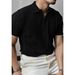 Men's Clothing Retro Zipper Knitted Polo Shirt Short Sleeve Summer New Slim Elegant Commuter T Shirt Top_viptrois.com