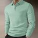 Men's Long Sleeve Polo Shirt – Classic Collar, Breathable Polyester, Slim Fit For Casual & Smart Wear (Apricot/Royal Blue/Burgundy, S-2XL)_viptrois.com