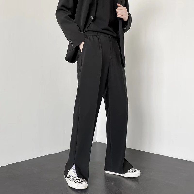 Men's Clothing Pants Men's Casual Pants All Match Spring Ins Casual Split Suit Pants Trendy All Match Wide Leg Pants_viptrois.com