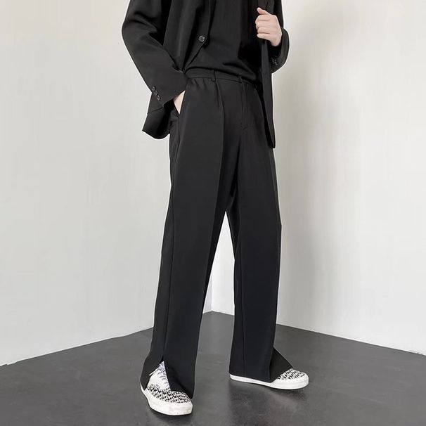 Men's Clothing Pants Men's Casual Pants All Match Spring Ins Casual Split Suit Pants Trendy All Match Wide Leg Pants_viptrois.com
