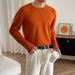 Autumn/Winter Knitted Men's Solid Color Inner Round Neck Long Sleeve T-shirt Sweater_viptrois.com