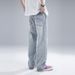 Men's Clothing Trendy Light Blue Ripped Jeans Men's New Style Drape Straight Flared Ink Splashed Design Casual Pants_viptrois.com