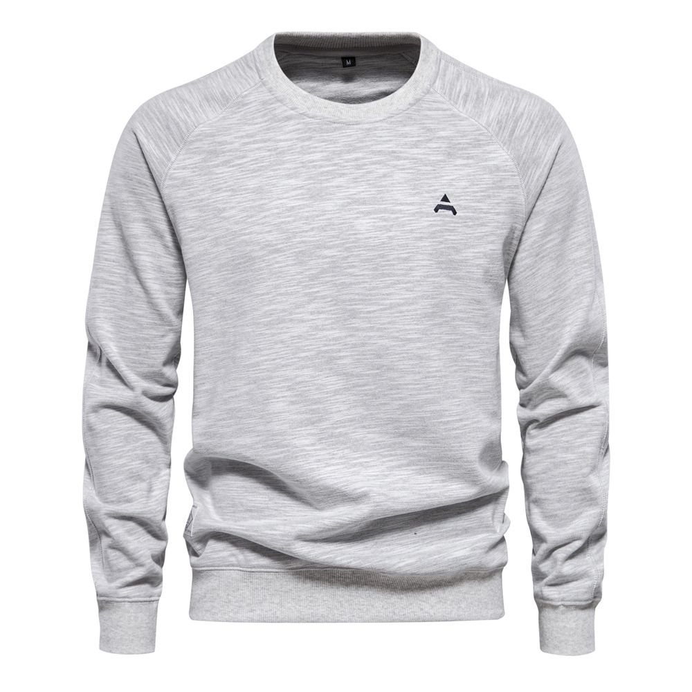 2024 spring new bamboo cotton sweatshirt foreign trade men's loose casual solid color round neck pullover European size sweatshirt for men_viptrois.com