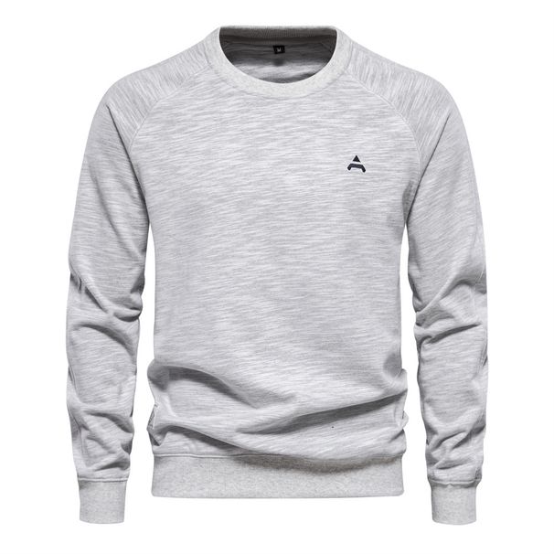 2024 spring new bamboo cotton sweatshirt foreign trade men's loose casual solid color round neck pullover European size sweatshirt for men_viptrois.com