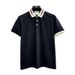 2025 Summer New Trendy Brand Striped Little Bee Embroidered Turn-Down Collar Polo Shirt Men's Slim Fit Business Casual_viptrois.com