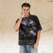 American Vintage Graffiti All-over Print Washed Distressed Loose One-piece Cut Short-sleeve T-shirt_viptrois.com