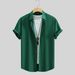 Men's Business Commuter Short Sleeved Shirt Summer Solid Color New Exclusive Green_viptrois.com