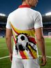Polo Uomo Taglio Dritto Traspirante Stampa Calcio Rosso-giallo, Colletto Manica Corta Estivo Multifunzione Sport Casual Taglie Europee_viptrois.com