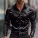 Men's Geometric Print Long Sleeve Shirt - Abstract Art Formal Casual Button Down With 3d Effect Buttons, Stretch Comfort Fit_viptrois.com