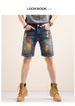 Men's clothing in stock 2024 ashion brand jeans straight men's slim trousers trendy youth Denim Shorts_viptrois.com