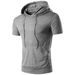 Men's Clothing New Summer Solid Color Hooded Short Sleeved Shirt Casual Sports T Shirt Outdoor Fitness Top_viptrois.com